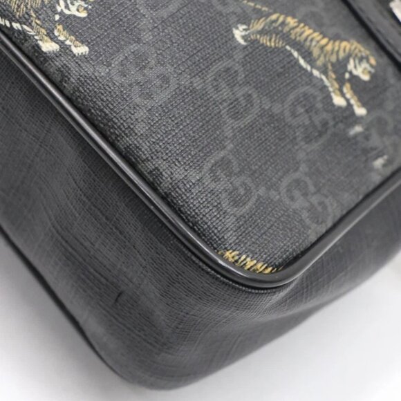 GUCCI Logo GG Pattern Tiger Bum Bag Supreme Leather - Black - Picture 11 of 15